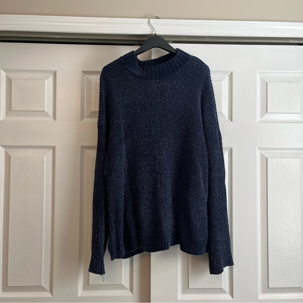 Blue Mock Neck Sweater